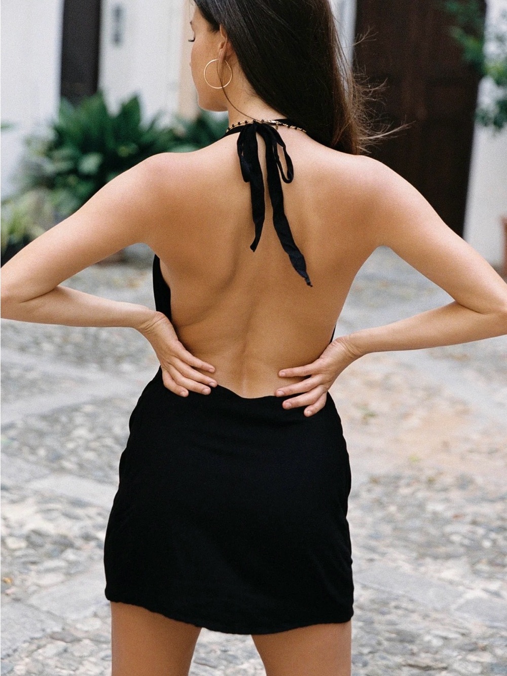 Indah Black Halter Cowl Mini Dress - Picture 2 of 6